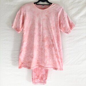 Vintage Tie Dye Casual Tee & Pants Set Peach OS